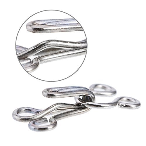 50 Set Sewing Hooks and Eyes Closure for Bra and Clothing, 3 Sizes (Silver and Black)
