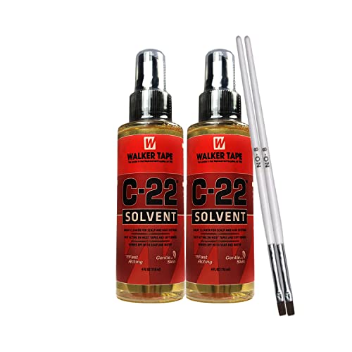2pcs C22 Solvent Wig Glue Remover 4oz w/ 2pcs White Brush Applicator Bundle Pack | Wigs Glue Remover Spray | Front Bonding Weave Active Lace Tape Melting Spray | Bold Hold Adhesive Glue Remover