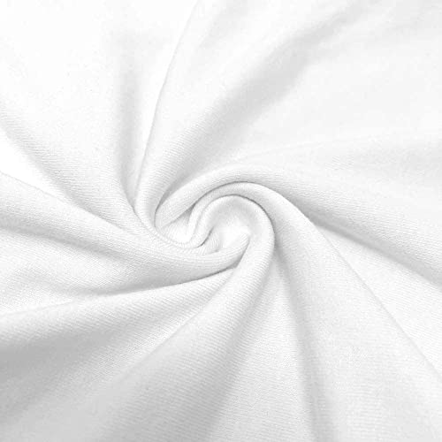 Eovea - Cotton Spandex Fabric - Jersey Knit -%95 Cotton%5 Spandex Fabric for T-Shirts, Tops, Lightweight Dresses&Apparel -60" Inch Wide & Stretch Upto 2" Inch | 10 Oz (White, 5 Yards)