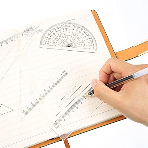 11 Pieces Plastic Drawing Template Ruler Geometric Drawing 12 Inch Triangular Aluminum Architect Scale Measuring Templates Building Geometric Kit Plastic Drawing Template Ruler for Drafting