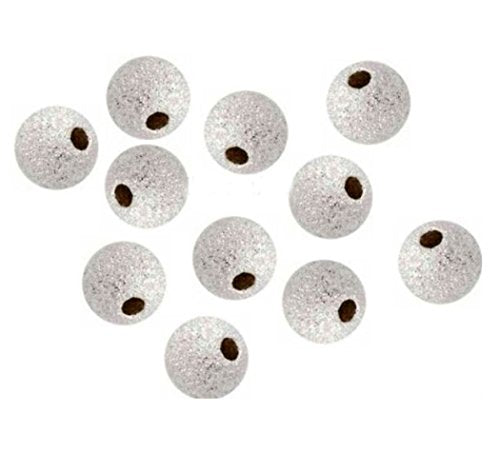 100pcs Beautiful 10mm (0.39 Inch) Sterling Silver Plated Brass Stardust Spacer Round Metal Beads for Jewelry Craft Making CF43-10