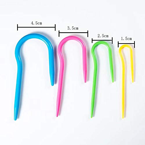 20 Pieces 4 Sizes Knitting Cable Needles U Cable Stitch Holders U Shape Plastic Cable Stitch Hand Knitting Needles Twist Curved Crochet Hook Sewing Accessories Tool, Multicolor