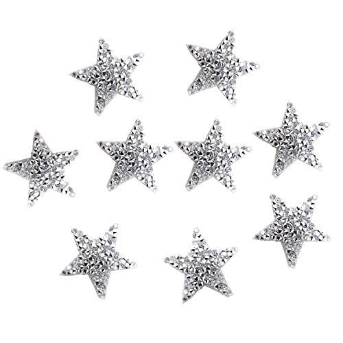 Honbay 12PCS Star Shape Rhinestone Patches Hot-Melt Adhesives Appliques Clothing Repair Decoration Patches for DIY Accessory (Silver)