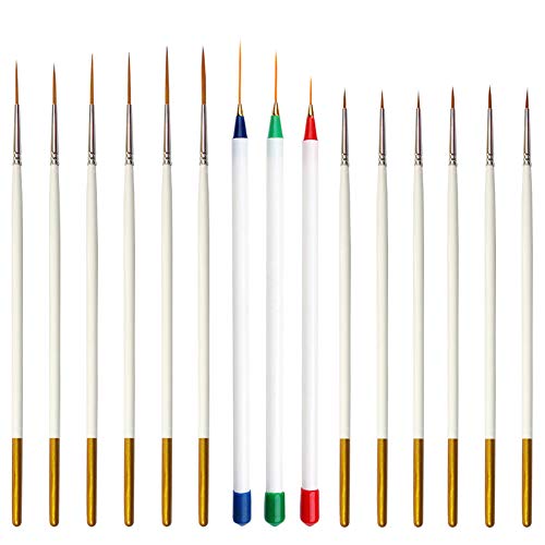 15 Pcs Paintbrushes, Detail Fine Paint Brushes Micro Mini Tiny Artist Paintbrush Set | Ultra Fine Point Tip | for Miniature Acrylic Script Line Model Nail Painting