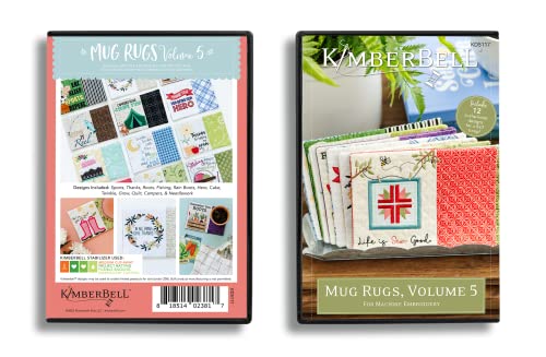 Kimberbell Mug Rugs Volume 5: Machine Embroidery CD (12 Designs) Made In 5x7" Hoop, Completed Sizes: 4x6”, Featuring Step-By-Step Instructions & Techniques, For Beginners to Advanced