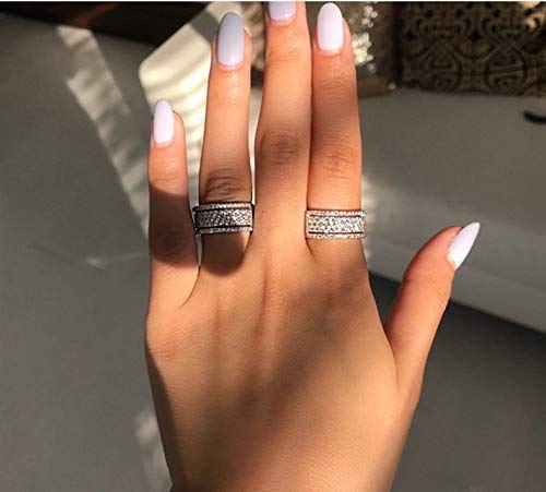 925 Sterling Silver Cubic Zirconia Eternity Engagement Wedding Bands Wedding Ring Anniversary Eternity Bands 3 Band Width Rings CZ Engagement Bridal for Women (7)