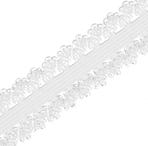 Mandala Crafts White Soft Elastic Stretch Lace for Lingerie Elastic – Frilly Colored Elastic Ribbon for Sewing – 1 Inch 55 Yards Picot Elastic Lace Elastic Trim for Baby Headband Ribbon Elastic