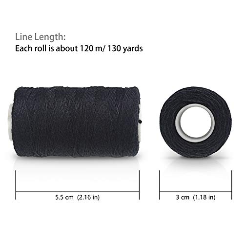 Ryalan Weaving Needle Combo Deal Black Thread with 10pcs Needle for Making Wig Sewing Hair Weft Hair Weave Extension, Big Medium and Small C J Shape Curved Needle I Needle (3 Thread Black + 10 Needle)