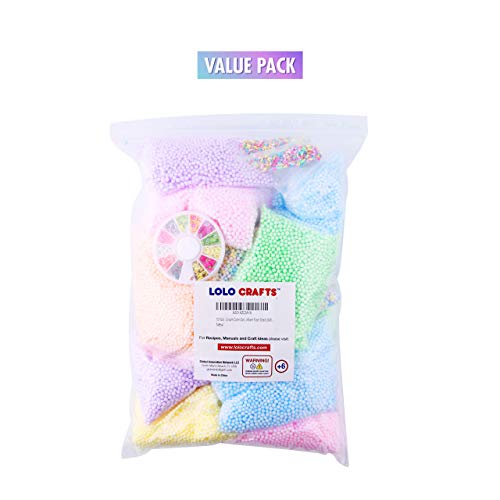 Slime Foam Beads Floam Balls – 18 Pack Pastel Microfoam Beads Kit 0.1-0.14 inch (90,000 Pcs) Micro Colors Rainbow Fruit Beads Craft Add ins DIY Kids Ingredients Flote Microbeads Sprinkles Supplies