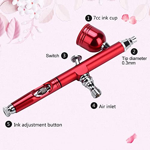 Airbrush Cake Decorating System, Gravity Feed Airbrush Gun Makeup Spary Gun with Dropper and Wrench 0.3mm Needle Air Brush for Nail Temporary Tattoo