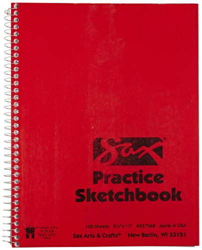 Sax-457568 Spiralbound Practice Sketchbook - 8 1/2 x 11 inches - 100 Sheets per Pad - White