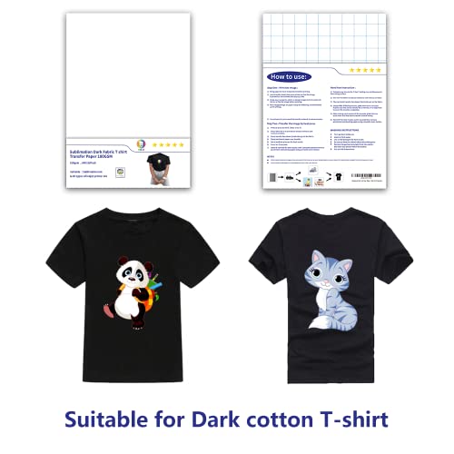 MR.R Sublimation Ink Sublijet Vinyl Dark Color T-shirt heat transfer Press Vinyl Paper 180gsm A4x10 Sheets for all dark fabric material compatible with all inks