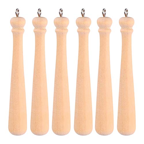 EXCEART 50pcs Mini Wooden Baseball Bat Charm Pendant Creative Keychain Keyring Hanging Ornament Pendant Gift for Sport Fans