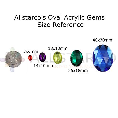 KraftGenius Allstarco 40x30mm Large Flat Back Oval Acrylic Rhinestones Cosplay Costume Gems Plastic Jewels Embelishments DIY Crafts Gemstones - 4 Pieces (Brown Smokey Topaz H131)