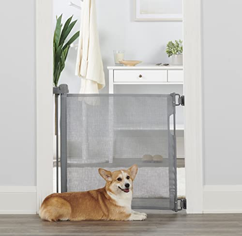 Carlson Extra Wide Retractable Pet Gate, Gray, Includes Mounting Hardware