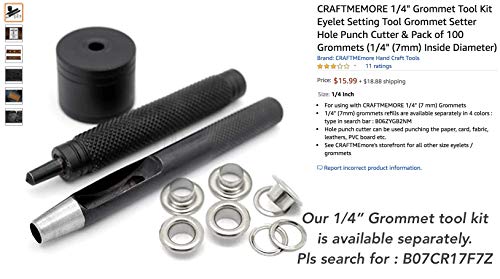 CRAFTMEMORE 1/4" (7MM) Hole Size Metal Grommets Eyelets with Washers for Bead Cores, Clothes, Leather, Canvas (300 Sets, Gunmetal)