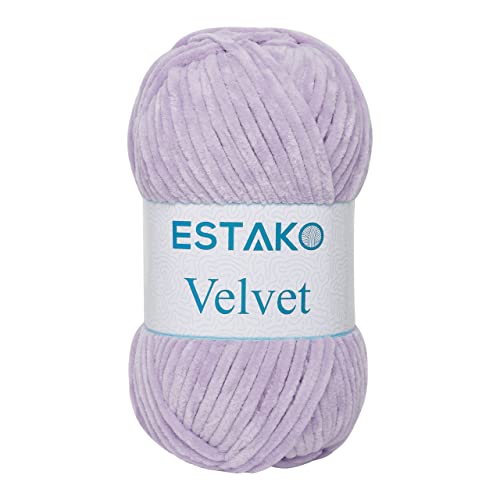 Estako Velvet Chenille Blanket amigurumi Yarn for Crocheting and Knitting Super Bulky 100 gr (132 yds) (1630 - Lilac)