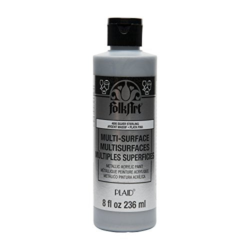 FolkArt Multi Surface Specialty Effect Paint in Assorted Colors (8 oz), Metallic Sterling Silver
