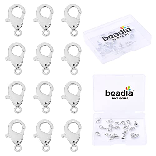 BEADIA Platinum Plated Lobster Clasps Non Tarnish 10mm 20pcs for Jewelry Making Findings