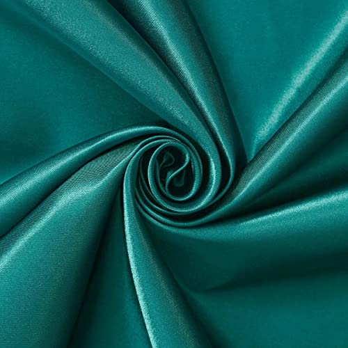 Charmeuse Satin Fabric | 10 Yards Continuous | 60" Wide | Silky, Bridal | Decoration, Fashion Crafts (Teal, 10 Yd)