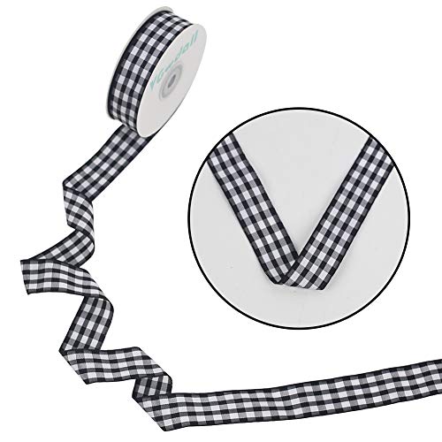 Buffalo Ribbon Decoration-25 Yards and 1 Inch White and Black Gingham Ribbon, Decorate Your House,Staircase and DIY Any Kind of Style You Like