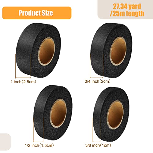 4 Pack 109 Yards Fabric Fusing Tape Adhesive Hemming Tape No Sew Cloth Tape Iron on Hem Tape Roll for Clothes Jeans Pants (Black)