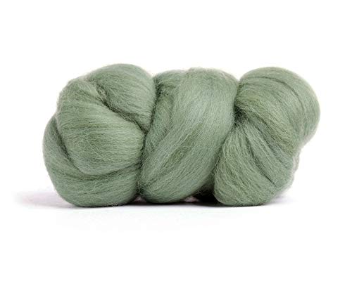 Merino Wool Roving, Premium Combed Top, Color Garden Ivy Green, 21.5 Micron, Perfect for Felting Projects, 100% Pure Wool, Made in The UK
