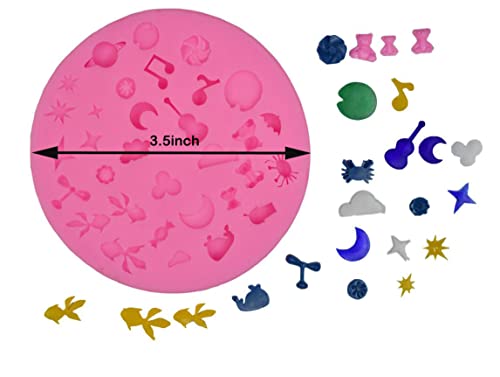 Silicone Shaker Filler Bits Mold Koi Fish,Bear,Star,Moon Tiny Mold to Fill Resin Shakers