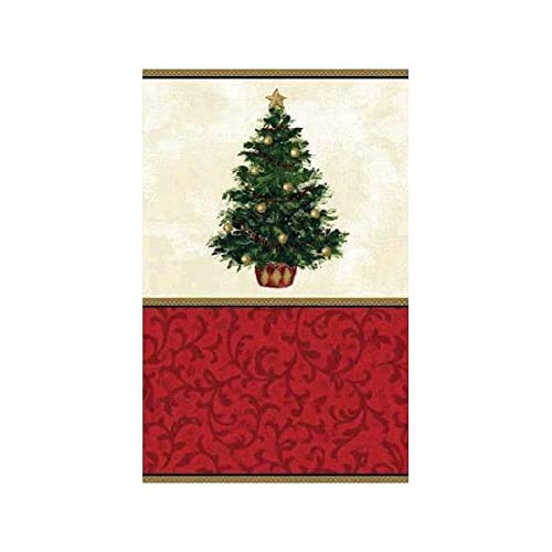 Classic Christmas Tree Paper Table Cover - 54" x 102" Red/Green 1 Pc.