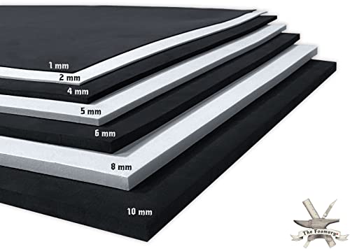 EVA Foam Cosplay - 4mm (1mm to 10mm) - Black or White - 14" x 39" Sheet - Ultra High Density 85 kg/m3 - by The Foamory