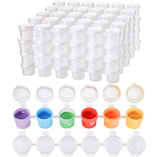 24 Strips Empty Paint Strips Paint Cup Pots Clear Storage Containers Painting Arts Crafts Supplies for Classrooms Schools Paintings Art Festivals, 144 Pots in Total(5 ml/ 0.17 oz)