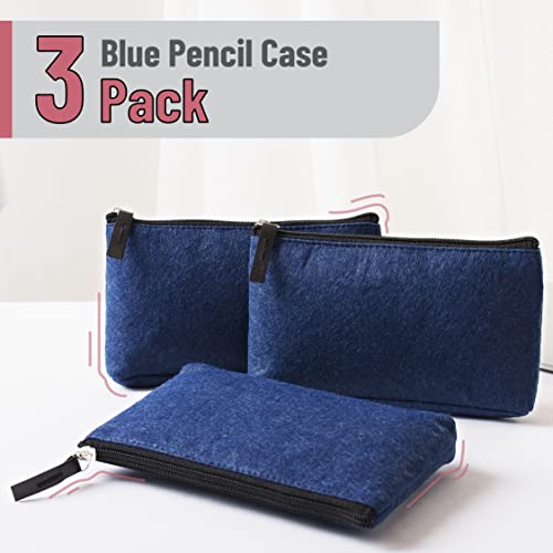 Mr. Pen- Pencil Case, Pencil Pouch, 3 Pack, Blue, Felt Fabric Pencil Case, Pen Bag, Pencil pouch Small, Pen Case, School Supplies, Pencil Case, Pencil Bags, Pen Pouch, Pencil Pouches with Zipper
