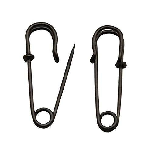 Amanaote Gun Black Safety Pins 30mm X 10 mm Size Jewelry For Kilts Blankets Skirts Crafts Pack of 30
