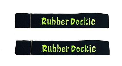 Rubber Dockie Storage Straps (Hook and Loop) with Metal Buckles, Black, Long