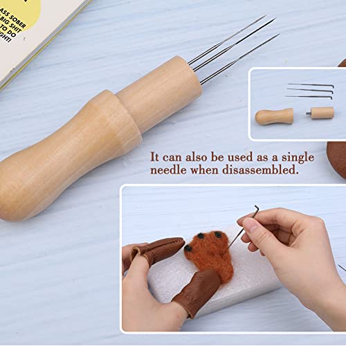 Mayboos Felting Needle with 3 Needles Tool,Needle Felting Supplies, Wool Felting Supplies Needle Felting Tool with Finger Protector for Home Craft Work