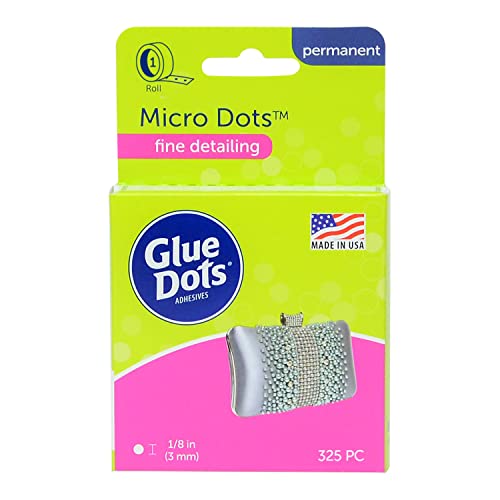 Glue Dots Double-Sided Permanent Micro Dots, 1/8'', Clear, Roll of 325