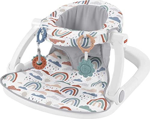 Fisher-Price Sit-Me-Up Floor Seat – Rainbow Showers, Portable Baby Chair with Toys [Amazon Exclusive]