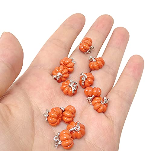 Honbay 12PCS 3D Orange Enamel Pumpkin Charms Pendant Halloween Charms Pendant for Jewelry Making and DIY Crafts