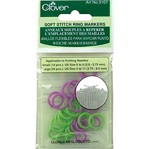 Clover Soft Stitch Ring Markers, Multicoloured, 5" Height, 2.6" Length, 0.2" Width