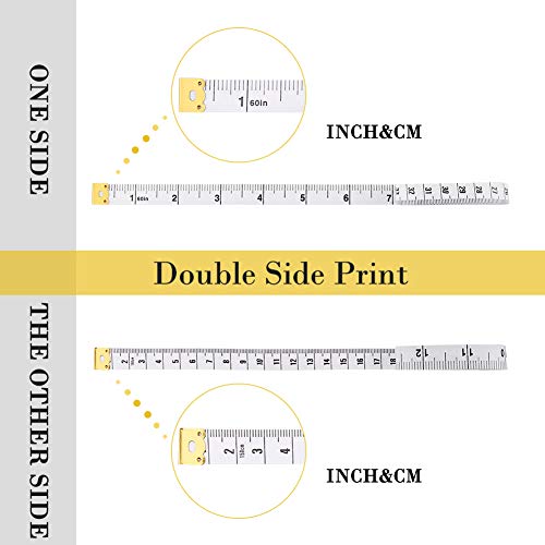 TTKLYN Tape Measure, Soft Tape Measure for Sewing Tailor Cloth Ruler, 120 Inches/300cm(Yellow) and 60 Inches/150cm(White) 2 Pack
