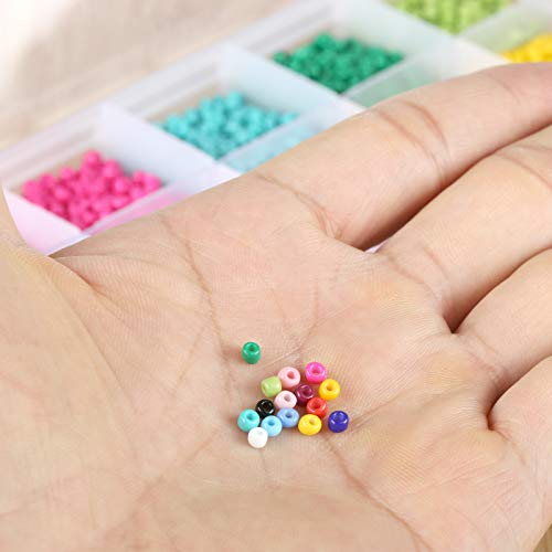 Naler 7500pcs Multicolor 3mm Glass Seed Beads Jewelry Making Kit 8/0 Small Craft Beads with Lobster Clasps, Open Jump Rings and Elastic Crystal String for Bracelet Making DIY Necklaces Keychains
