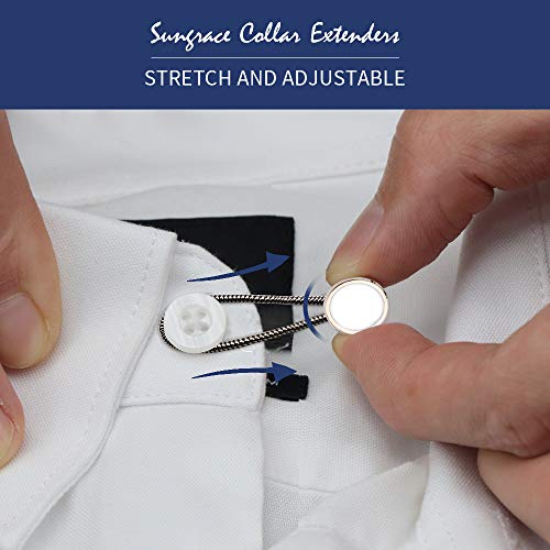 Sungrace Metal Collar and Buttons Extenders for Shirt Dress Trouser Coat (12 Pack)
