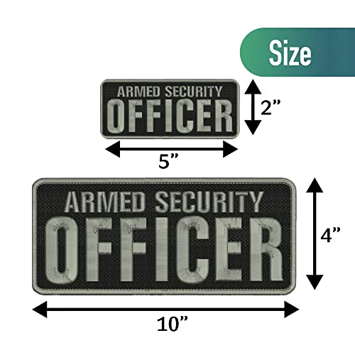 Armed Security Officer Quality Grey Patches - Quality Grey Embroidery Patch 4x10 & 2x5 Hook - Armed Security Officer - Vest Patch for Plate