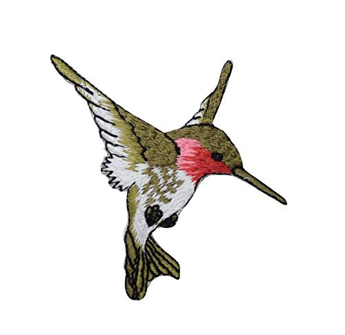 Large - Hummingbird - Ruby Red Throat - Facing RIGHT - Iron on Embroidered Applique Patch