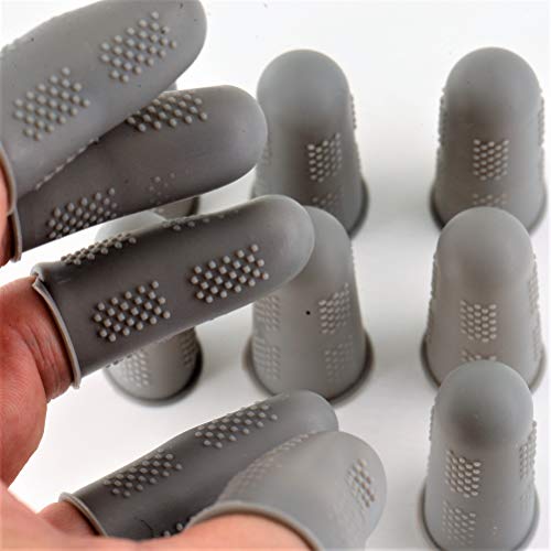 Finger Protectors [Flex Series - 12-Pack] Silicone Non-Stick Finger Covers [Grey - Small (6) / Medium (6)] for Hot Glue | Sewing | Wax | Rosin | Resin | Honey | Adhesives | Scrapbooking