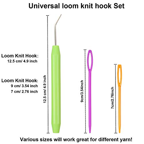 36 Pieces Loom Knit Hook Set Crochet Knitting Loom Hooks with Plastic Needles Large Eye Sewing Tool for Knifty Knitting Knitter Crafts
