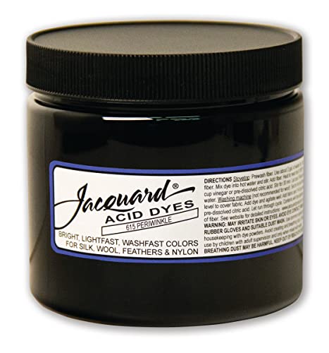 Jacquard Acid Dye - Periwinkle - 8 Oz Net Wt - Acid Dye for Wool - Silk - Feathers - and Nylons - Brilliant Colorfast and Highly Concentrated