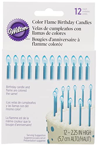 Wilton Blue Color Flame Candles, 12 Count