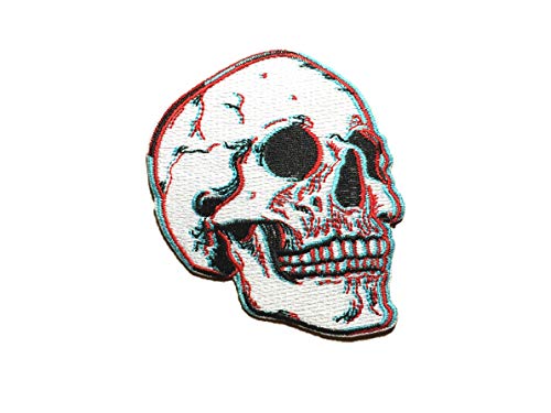 PatchClub 3D Skull Patch Fully Embroidered - Realistic Skeleton Patch Iron On/Sew On