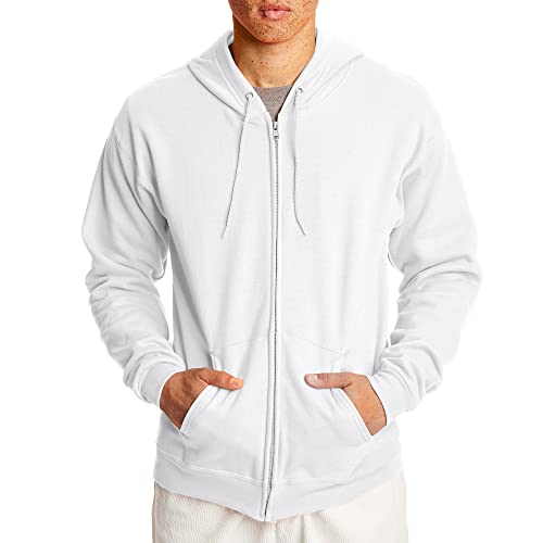 Hanes mens Full-zip Eco-smart Hoodie Hoody, White, XX-Large US